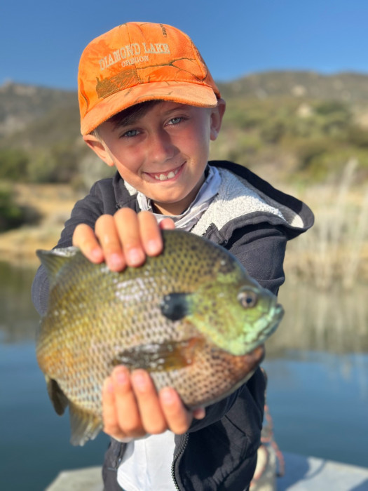 Pic from last week — we’ve caught plenty of big Bluegill, but this one was huge!